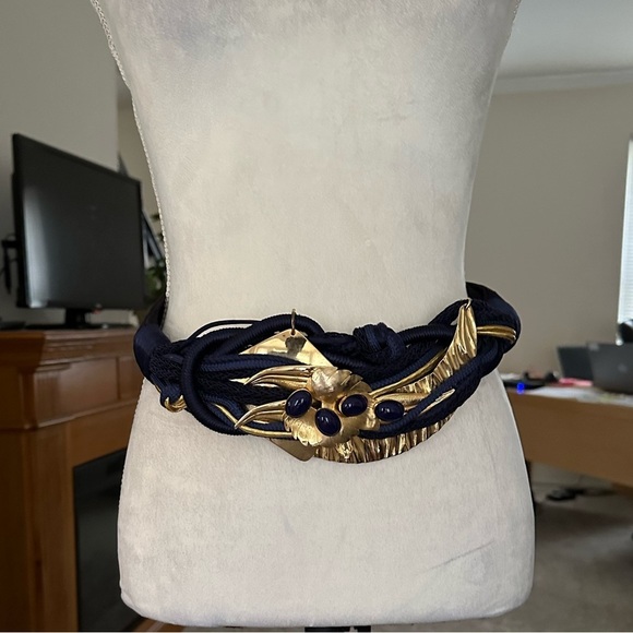Carolyn Tanner Gold And Blue Statement Waist Belt - Picture 1 of 9